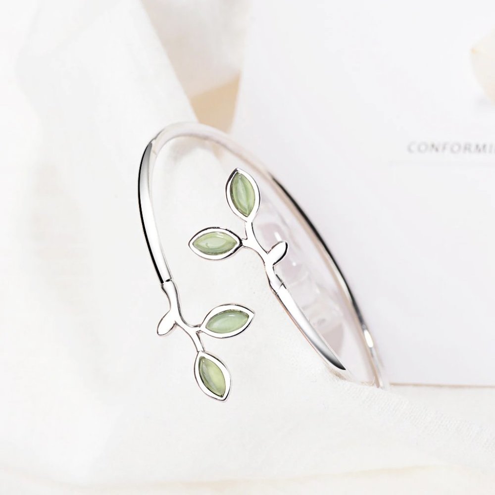 NEW 925 Sterling Silver Leave Opening Bangles - Picture 4 of 5